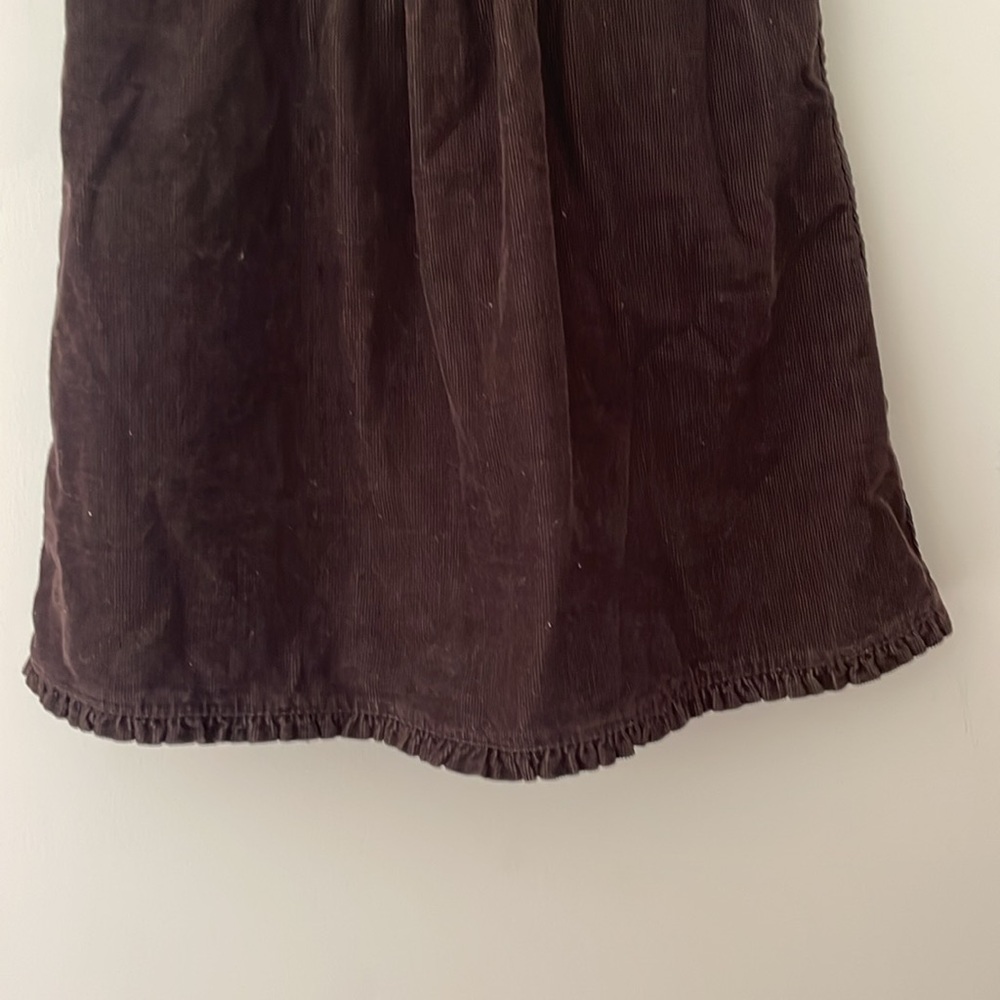 Janie and Jack Girls Brown Corduroy Dress | Ruffle Trim Embroidered Sleeveless - Picture 3 of 13